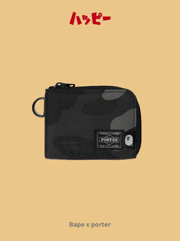 日本代購【Bape x Porter】COLOR CAMO MINI WALLET M 黑色零錢包
