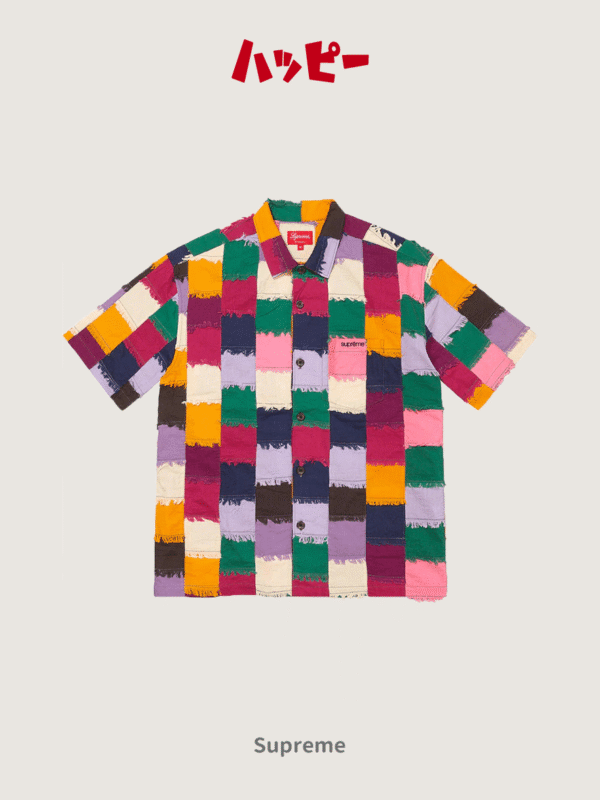 【SUPREME】Patchwork S/S Shirt 拼接抽鬚短襯衫