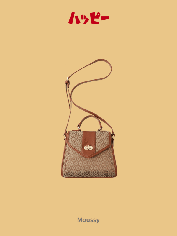 【Moussy】復古經典老花單肩包/手提包 兩用包