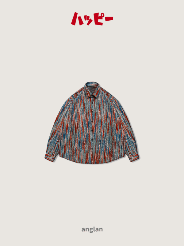 【Anglan】韓國彩條毛呢襯衫 F均碼
